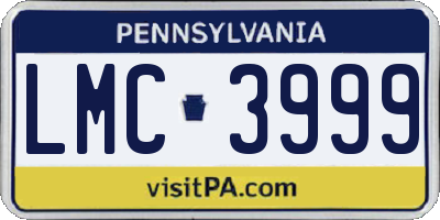 PA license plate LMC3999