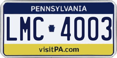 PA license plate LMC4003
