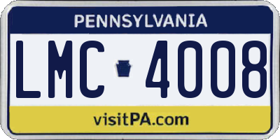 PA license plate LMC4008