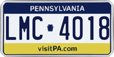 PA license plate LMC4018