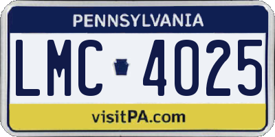 PA license plate LMC4025