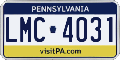 PA license plate LMC4031