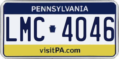 PA license plate LMC4046