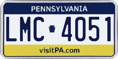 PA license plate LMC4051