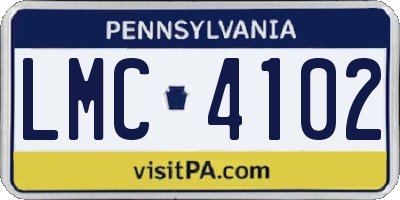 PA license plate LMC4102