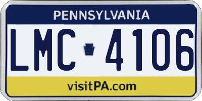 PA license plate LMC4106