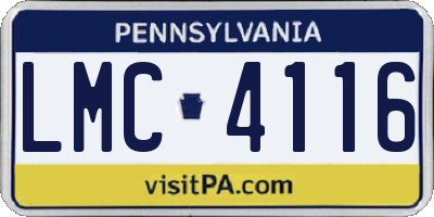 PA license plate LMC4116