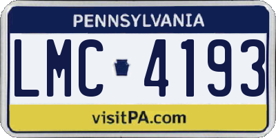 PA license plate LMC4193