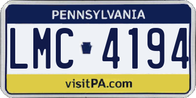 PA license plate LMC4194