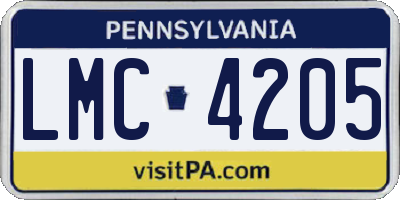 PA license plate LMC4205