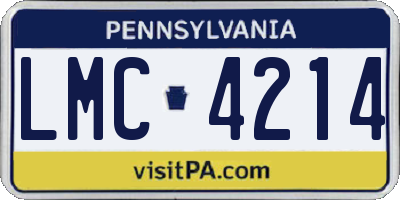 PA license plate LMC4214