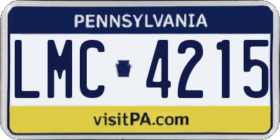 PA license plate LMC4215