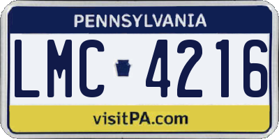 PA license plate LMC4216