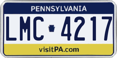 PA license plate LMC4217