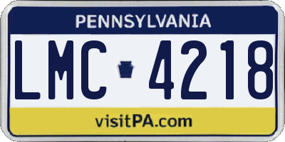 PA license plate LMC4218