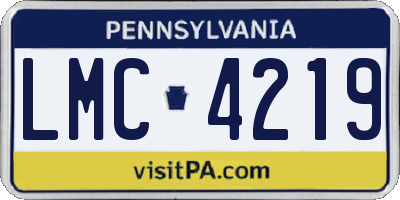 PA license plate LMC4219