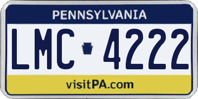 PA license plate LMC4222