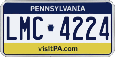 PA license plate LMC4224