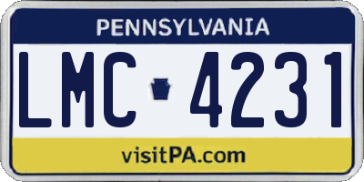 PA license plate LMC4231