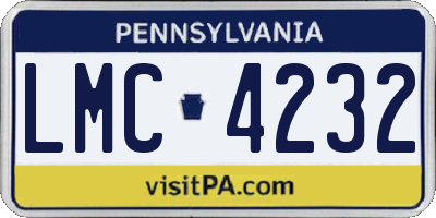 PA license plate LMC4232
