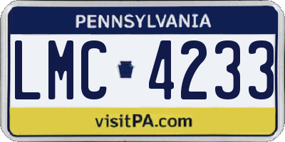 PA license plate LMC4233