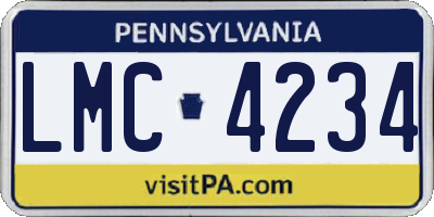 PA license plate LMC4234