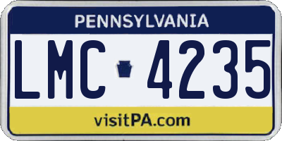 PA license plate LMC4235