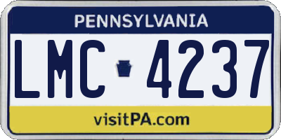 PA license plate LMC4237