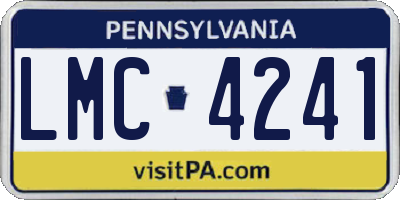 PA license plate LMC4241