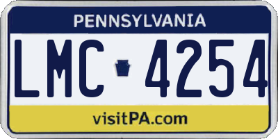 PA license plate LMC4254