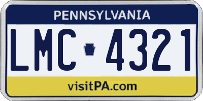 PA license plate LMC4321