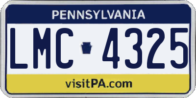 PA license plate LMC4325