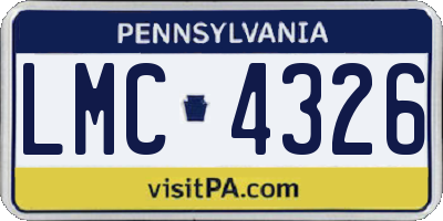 PA license plate LMC4326