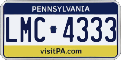 PA license plate LMC4333