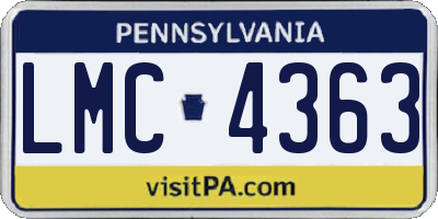 PA license plate LMC4363