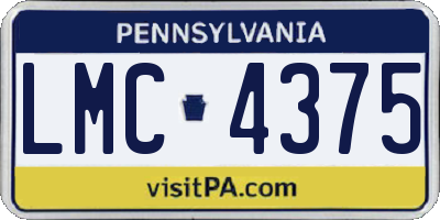 PA license plate LMC4375