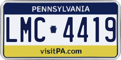 PA license plate LMC4419