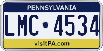 PA license plate LMC4534