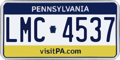 PA license plate LMC4537