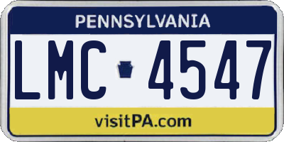 PA license plate LMC4547
