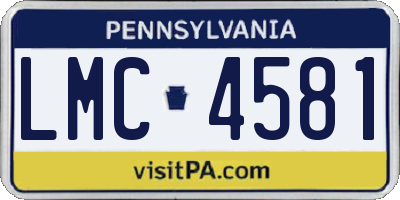 PA license plate LMC4581