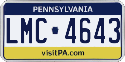PA license plate LMC4643