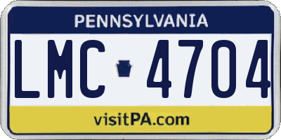 PA license plate LMC4704