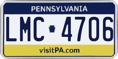 PA license plate LMC4706