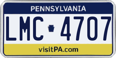 PA license plate LMC4707
