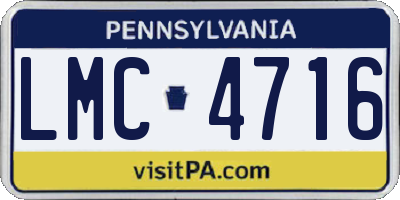 PA license plate LMC4716