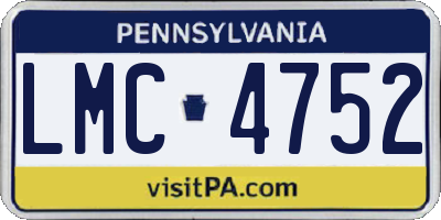 PA license plate LMC4752