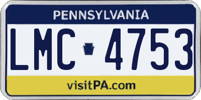 PA license plate LMC4753
