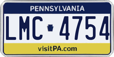 PA license plate LMC4754