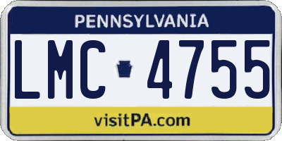 PA license plate LMC4755
